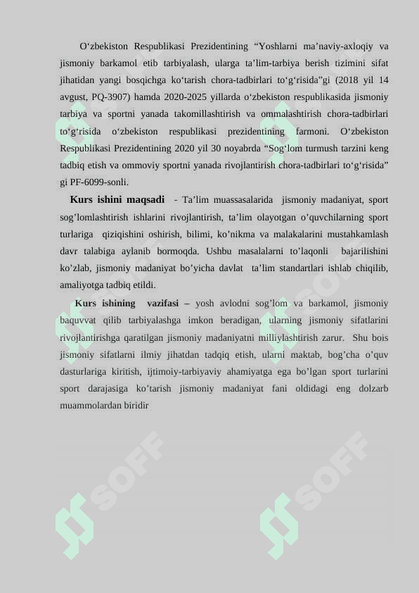 Jismoniy tarbiya bo’yicha davlat talim standartlari va o’quv soatlar 3