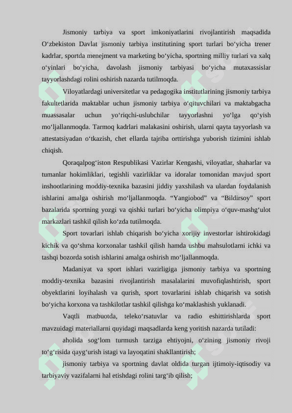 Jismoniy tarbiya bo’yicha davlat talim standartlari va o’quv soatlar 7