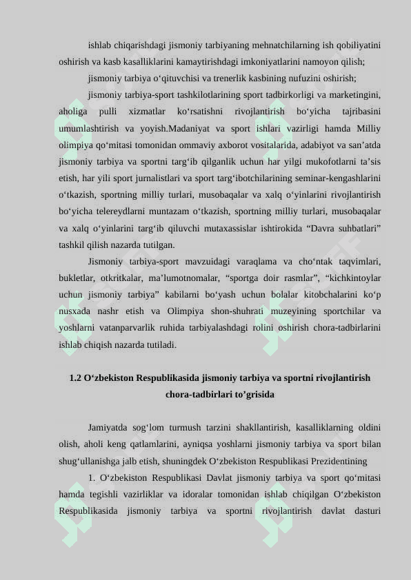Jismoniy tarbiya bo’yicha davlat talim standartlari va o’quv soatlar 8