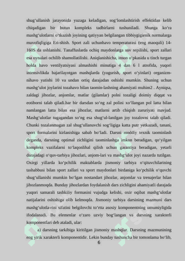 Jismoniy tarbiya darsining tuzilishi 6