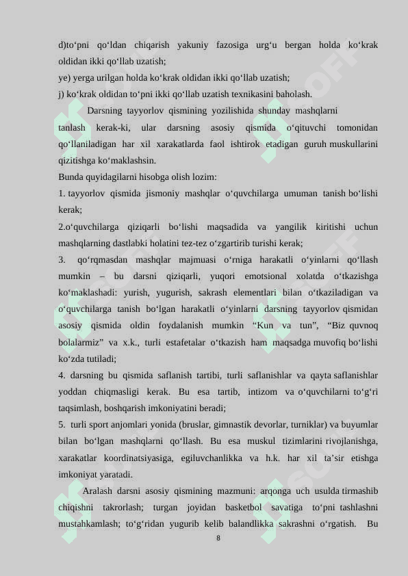 JISMONIY TARBIYA DARSLARIDA DARS KONSPEKTINI TUZISH 7