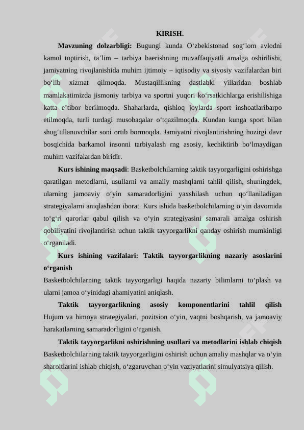 Basketbolchilarning taktik tayyorgarlik holati 2