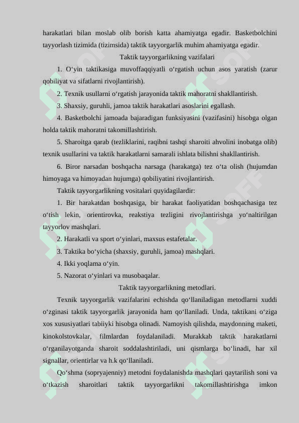 Basketbolchilarning taktik tayyorgarlik holati 5