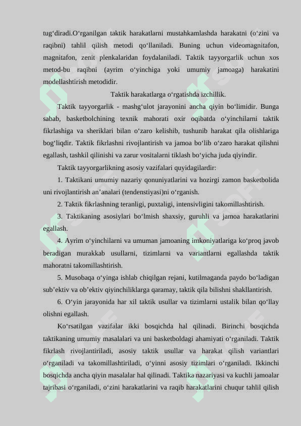 Basketbolchilarning taktik tayyorgarlik holati 6