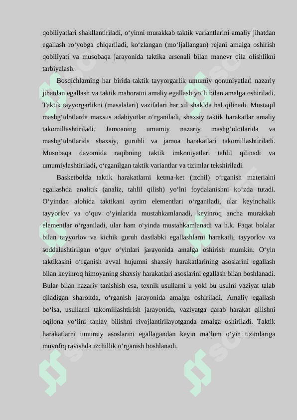 Basketbolchilarning taktik tayyorgarlik holati 7