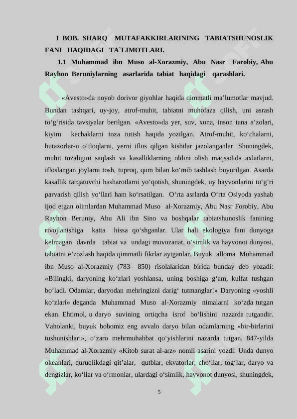 Sharq   mutaffakirlarining   tabiat,  uning   inson  hayotidagi  o`rni   haqidagi   qarashlari 5