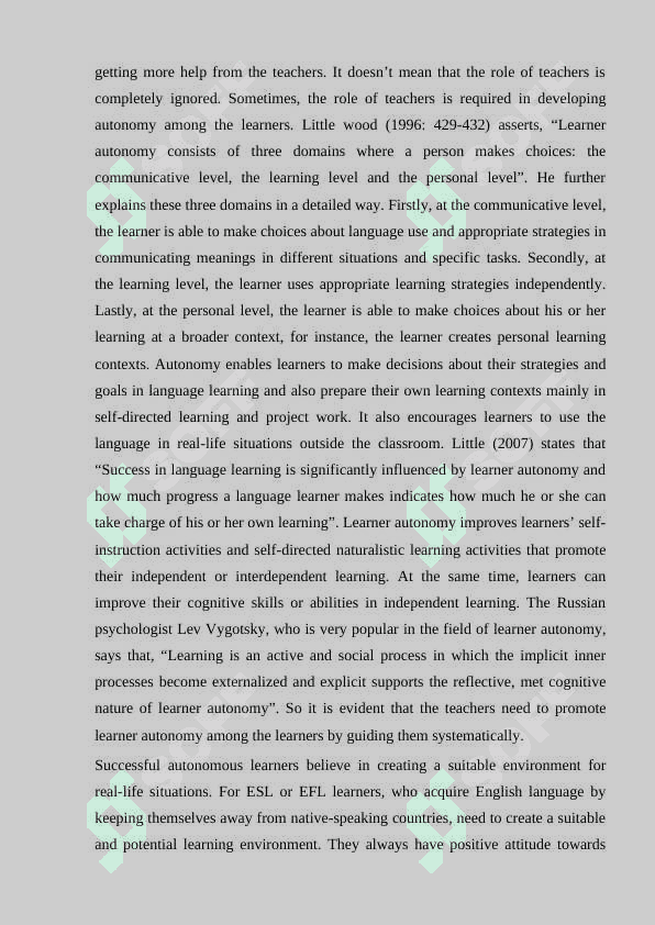 Role of Learner Autonomy in ELT 5
