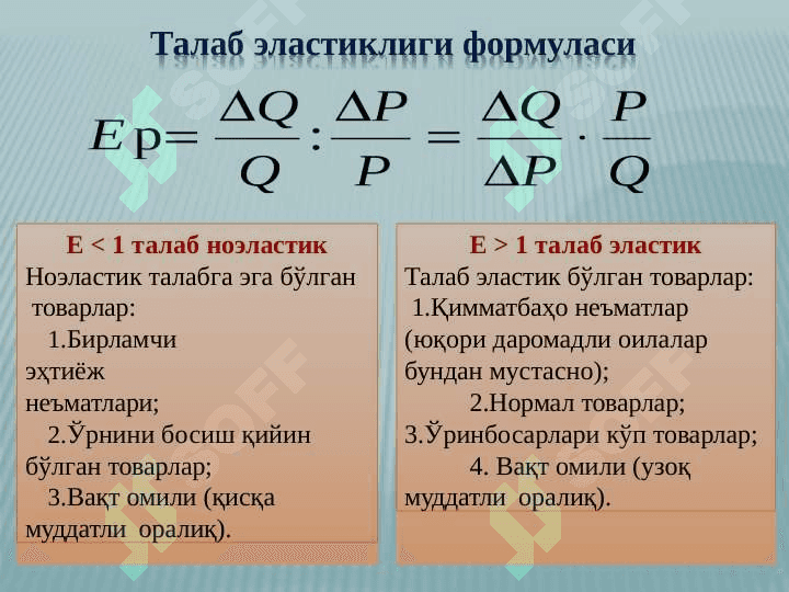 Талаб ва таклиф эластиклиги 7