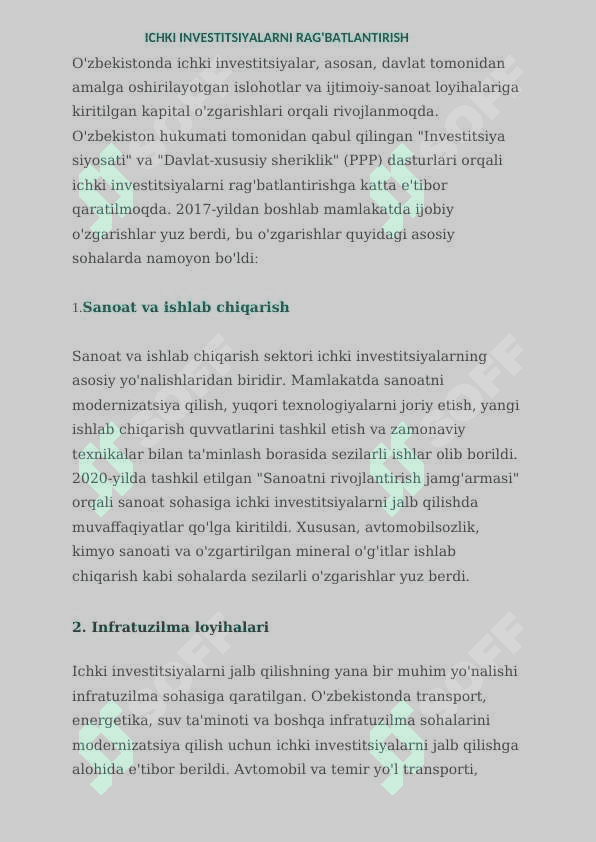 O’ZBEKISTONNING  ICHKI       INVESTITSIYALARI 3