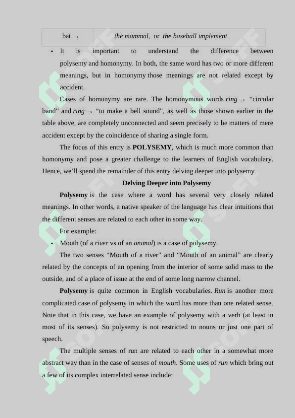 Differences between polysemy and monosemy 3