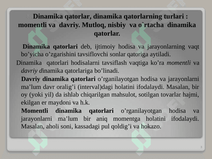 Vaqtli qatorlar 3