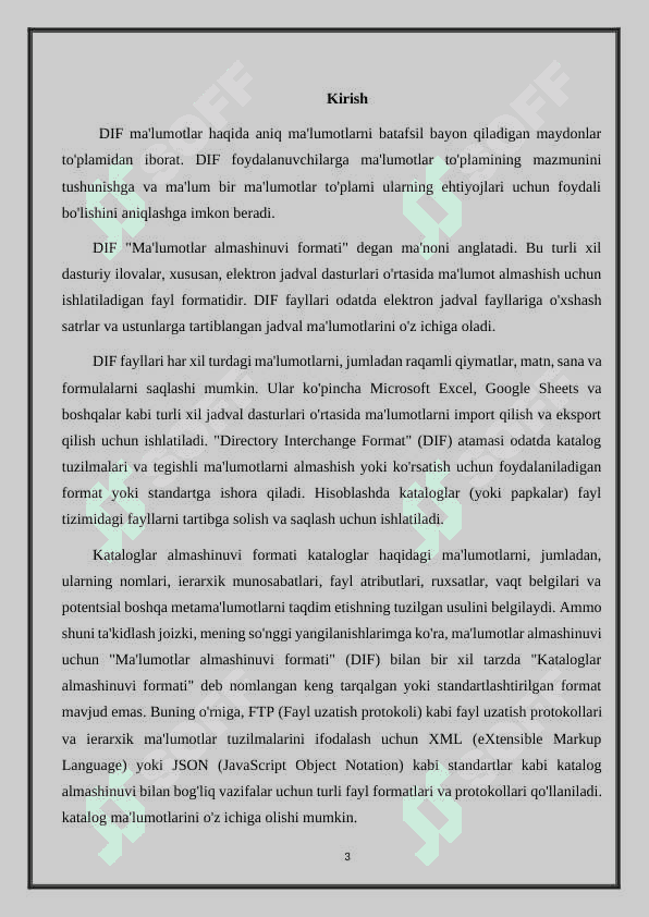 DIF - Directory Interchange Format 3