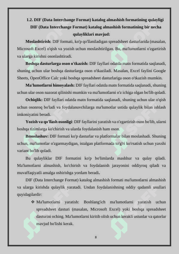 DIF - Directory Interchange Format 8