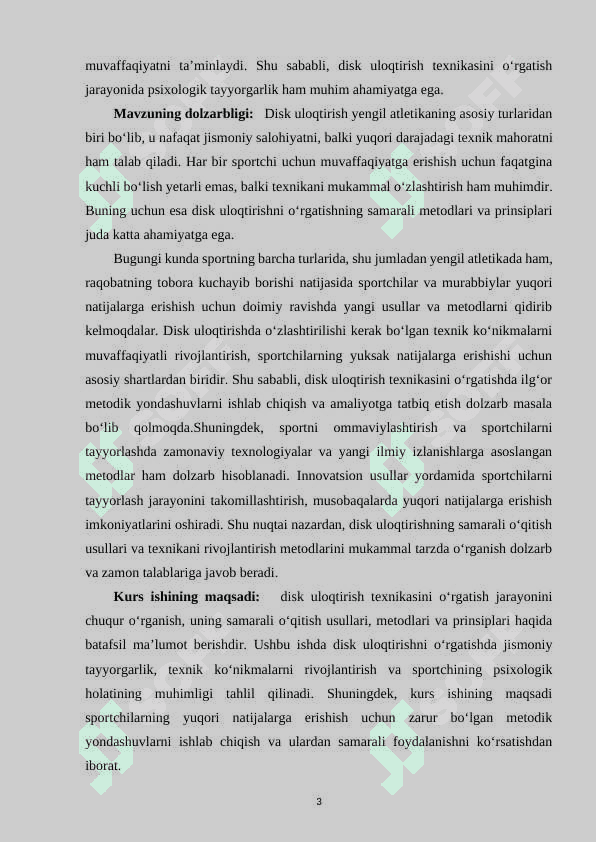 DISK ULOQTIRISH TURLAR TEXNIKASINI O‘RGATISH 3