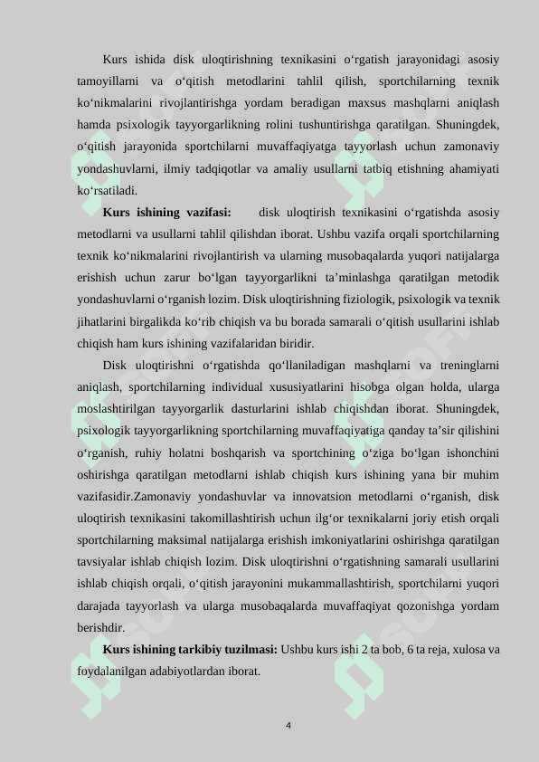 DISK ULOQTIRISH TURLAR TEXNIKASINI O‘RGATISH 4