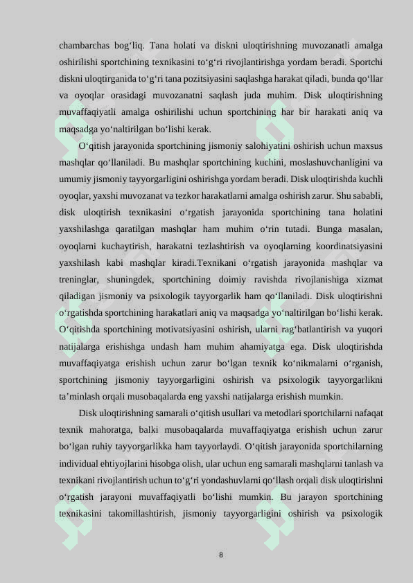 DISK ULOQTIRISH TURLAR TEXNIKASINI O‘RGATISH 8