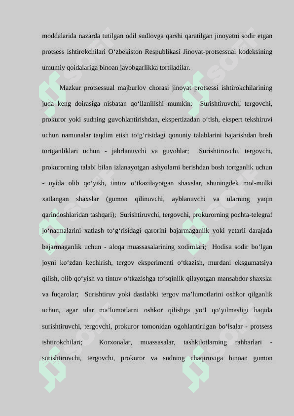 Surishtiruv, dastlabki tergov va sudda protsessual majburiyatlar xamda tartibini buzganlik uchun javobgarlik 3