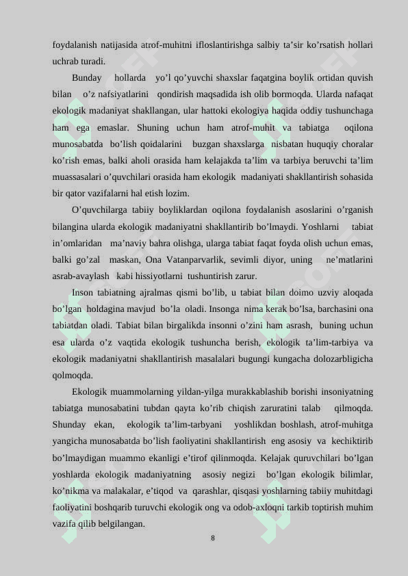 Boshlang'ich sinflarda ekologik tarbiya berishning nazariy asoslari 8