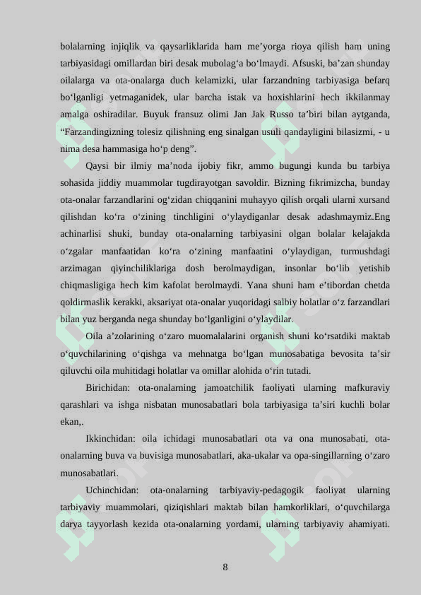 SHAXS TARBIYASIDA MUTAFFAKIRLARNING FIKRI 8