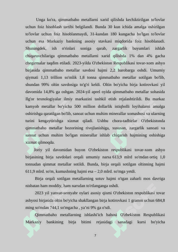 Qimmatbaho metallar bozori xususiyatlari 7