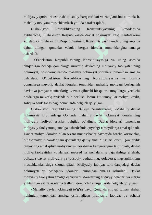 Mahalliy moliyaning rivojlanish istiqbollari 7