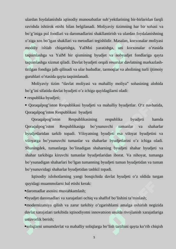 Davlat moliya tizimi uning tarkibi va tuzulishi 5