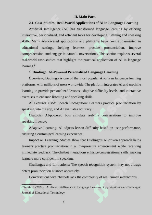The usage of AI in learning listening and speaking. 6