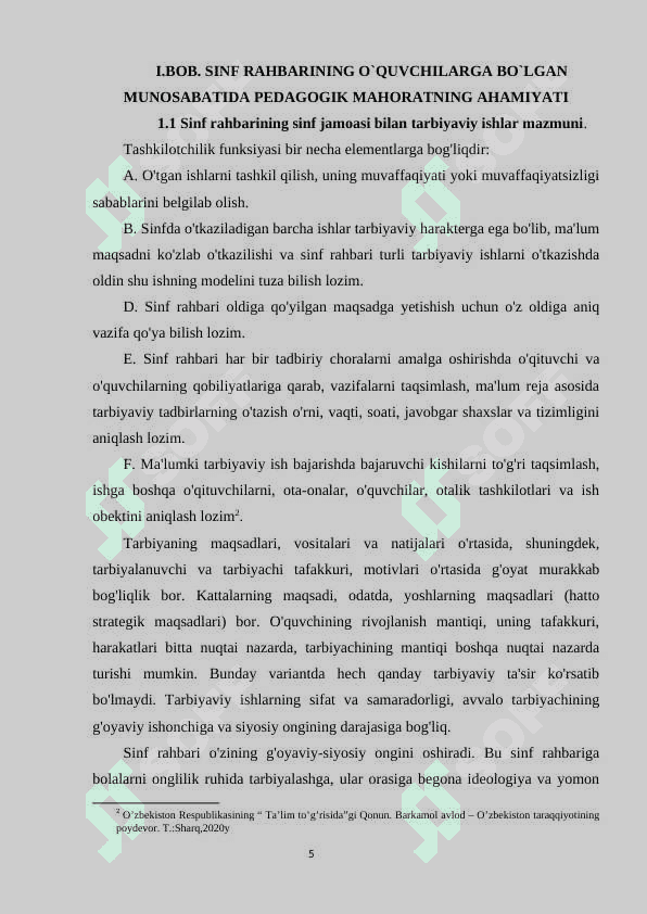 Sinf rahbarining o'quvchilarga bo'lgan munosabatida pedagogik mahoratning ahamiyati. 5