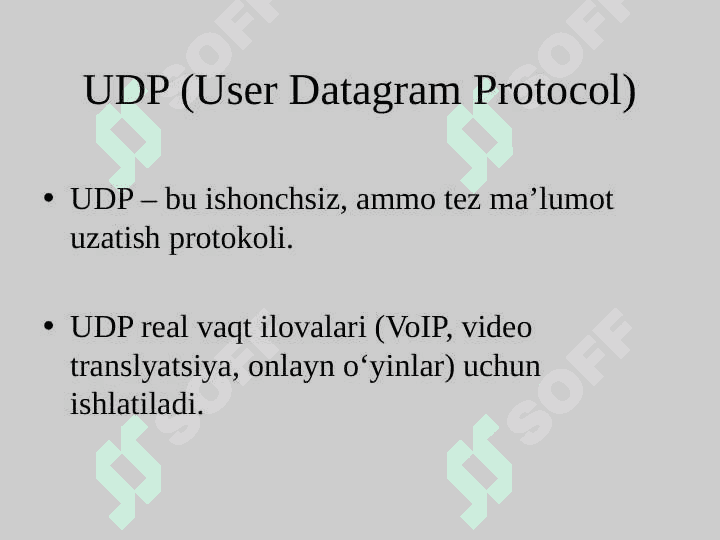 Tarmoq protokollari, TCP/IP protokollari steki 8