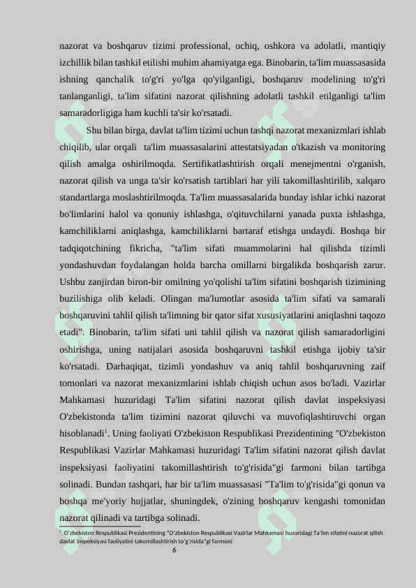 Ta'lim sifatini boshqarish davlat tizimi 6