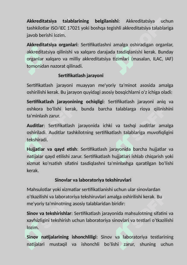 Sertifikatlashtirish meyoriy ta’minotiga                                talablar. 4