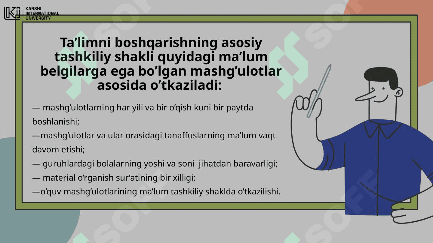Dars-ta’lim tizimini tashkil etishning asosi sifatida 6