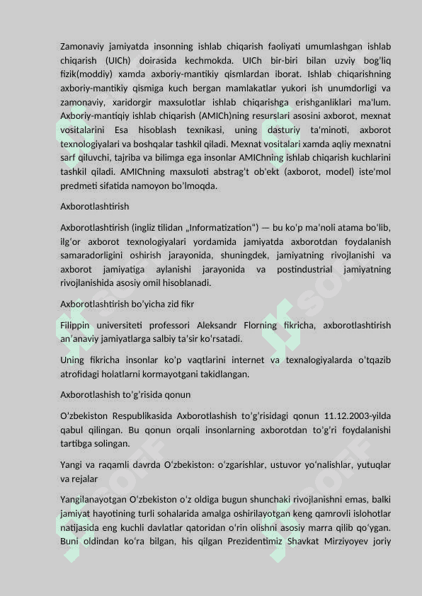 Axborotlashgan jamiyat va uning istiqbollari. 3