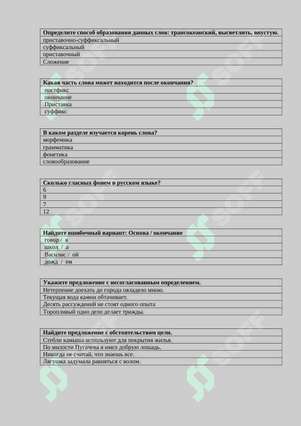 Rus tili va adabiyoti test 3