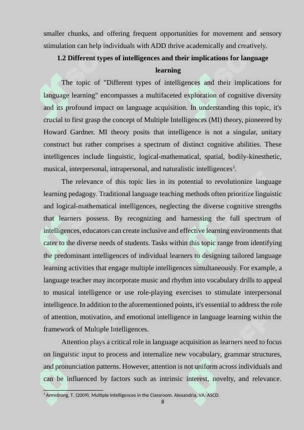 For teaching language Multiple intelligence as a strategy 8