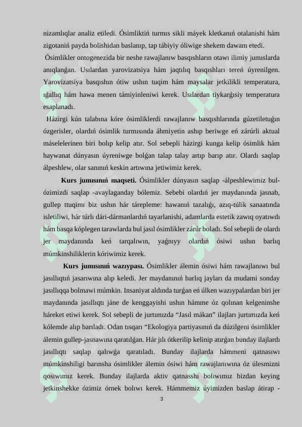 « Ósimlikler ósiwi hám rawajlanıwın basqarıw» 3