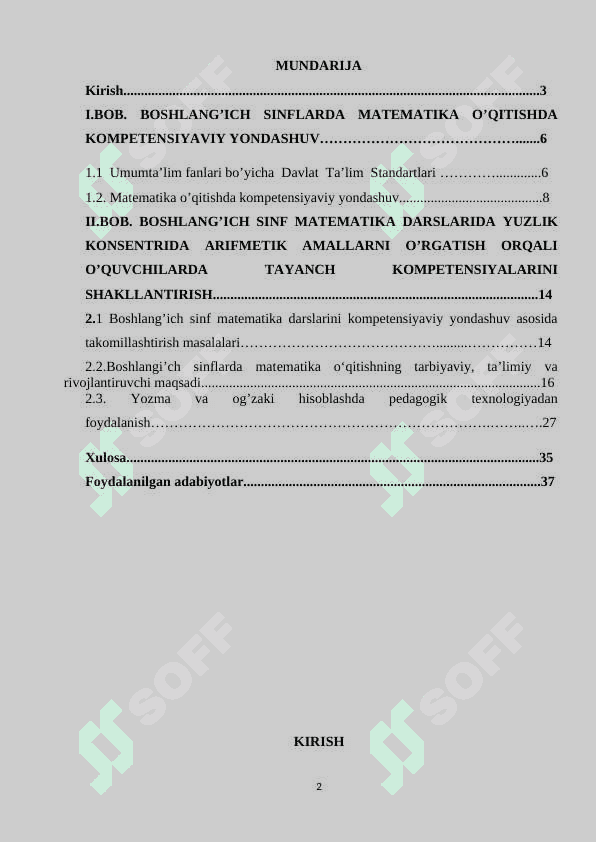 BOSHLANG‘ICH SINFLARDA MATEMATIKA O‘QITISHDA KOMPETENSIYAVIY YONDASHUV 2