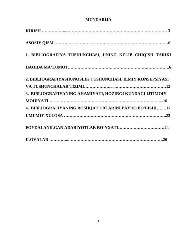 BIBLIOGRAFIYA TUSHUNCHASI, UNING KELIB CHIQISH TARIXI HAQIDA MA’LUMOT