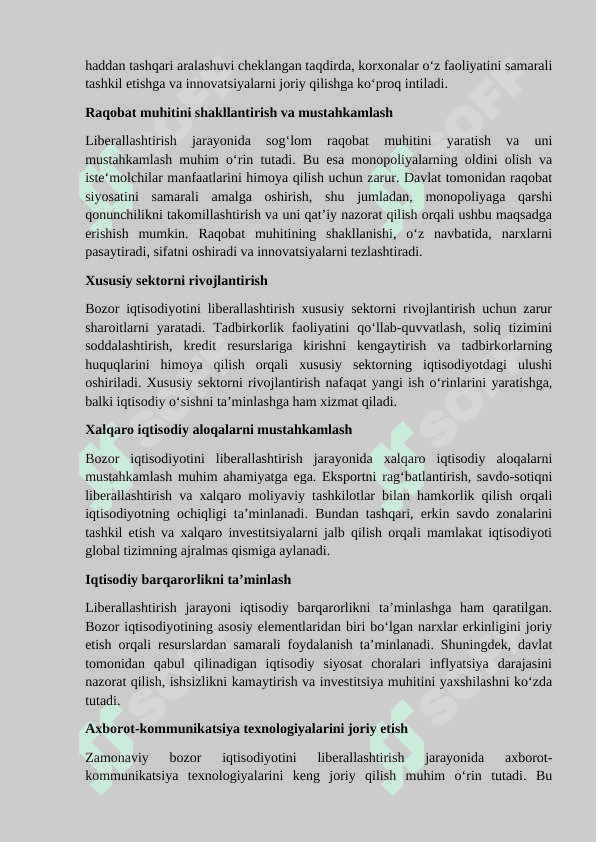 Raqobatbardosh iqtisodiyotni shakillantirish borasida amalga oshirilayotgan islohotlar 3