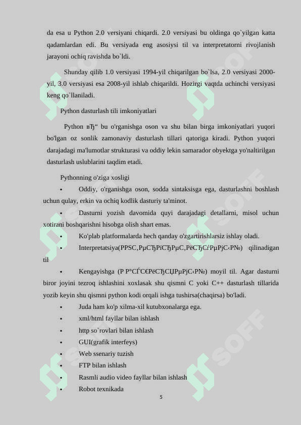 PYTHON DASTURLASH TILIDA SODDA DASTURLARNI TUZISH 5