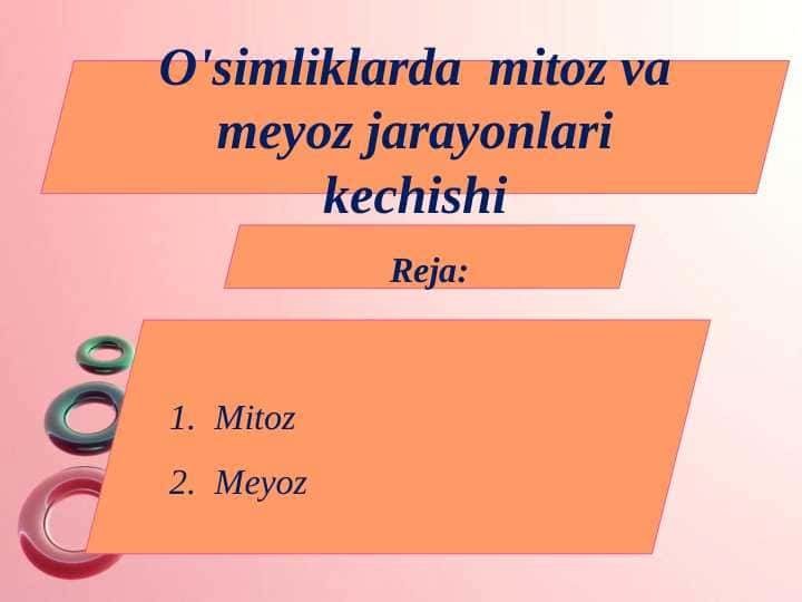 O'simliklarda  mitoz va meyoz jarayonlari kechishi