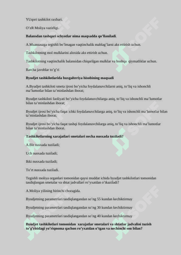 Byudjet hisobi fanidan test 7
