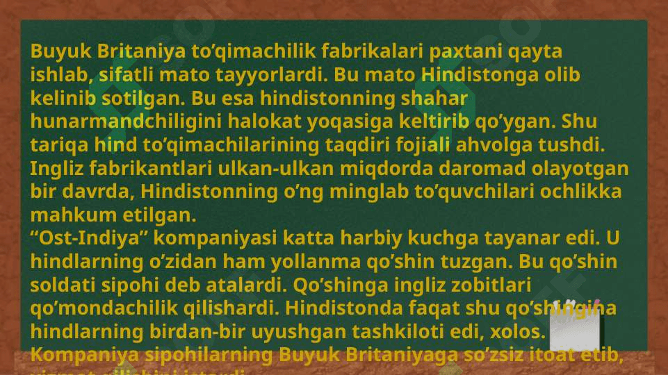 Hindistonda Ost-Indiya kompaniyasining mustamlakachilik  siyosati 7