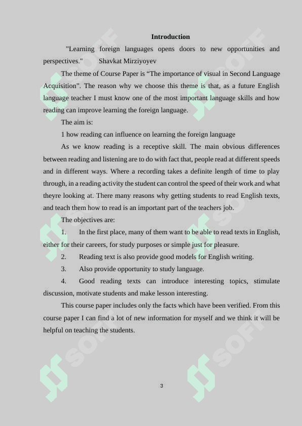 The importance of visual in Second Language Acquisition 3