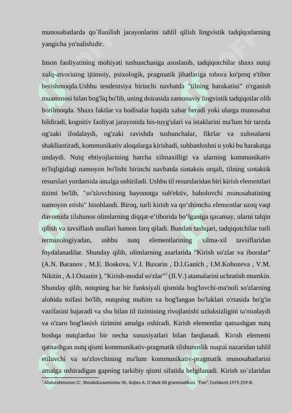 Hozirgi oʻzbek tilida kirish soʻz va kiritmali qurilmalarning leksik va grammatik xususiyatlari 8