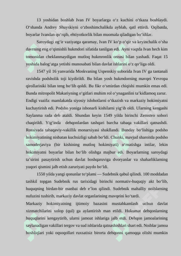 XVI-XVII asr birinchi yarmida Rus davlati 2