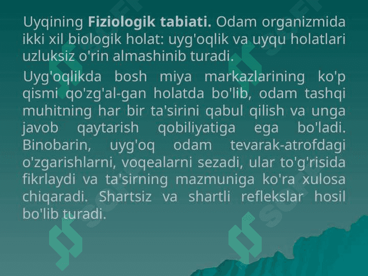 Uyqu va tush ko’rish gigenasi 2