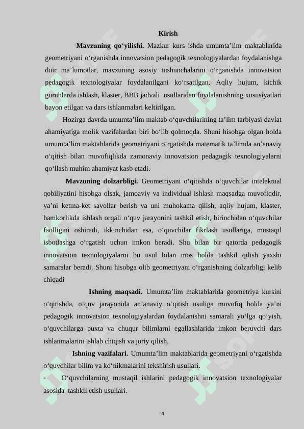 Geometriyani o'qitishda innovatsion axborot texnologiyalaridan foydalanish ( kurs ishi) 2