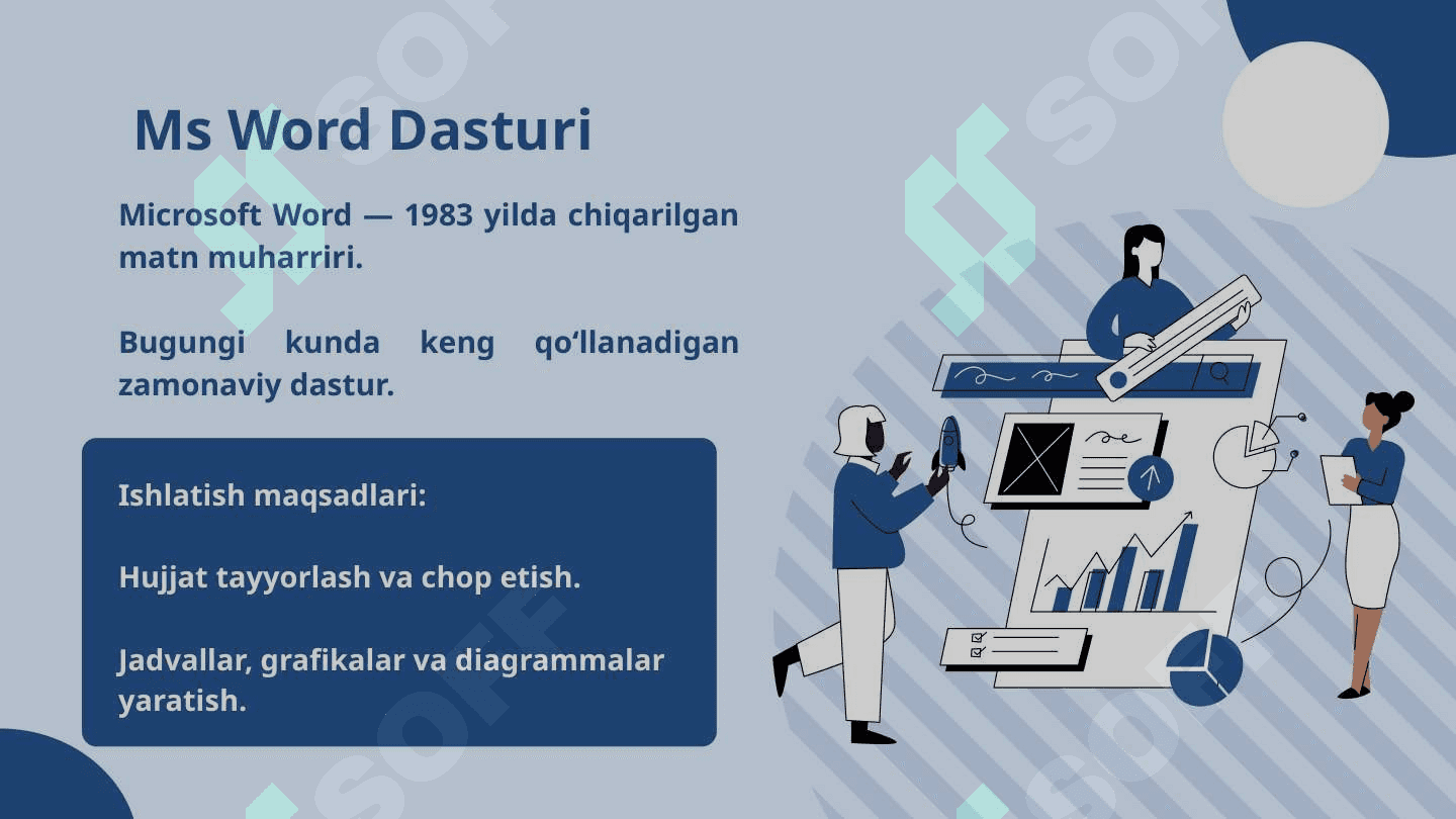 Ms office dasturlari bilan ishlash: Ms word dasturi slayd informatika 3
