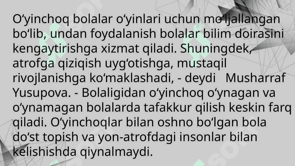 Bola tarbiyasida oʻyinchoqning ahamiyati 2